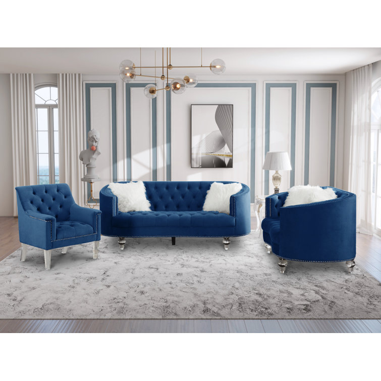 Navy blue discount living room furniture